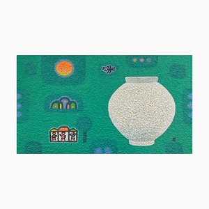 Cho Mun-Hyun, Landschaft mit Mondglas, 2022, Acryl auf Papier