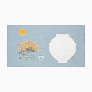 Cho Mun-Hyun, Landscape with a Moon Jar, 2020, acrilico su tela