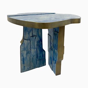 Italian Contemporary Brass and Ceramic Side Table