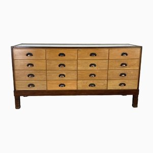 Vintage Oak Shop Counter with 16 Drawers, 1930s