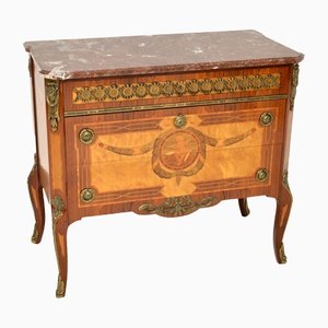 Antique Swedish Inlaid Marquetry Commode with Marble Top
