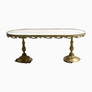 Marble and Brass Coffee Table, France, 1940s