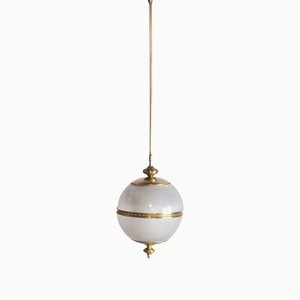 Suspension Lamp in Brass and Satin Glass by Luigi Caccia Dominioni for Azucena, 1950s