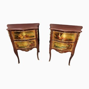 Painted Wooden Chest of Drawers, Set of 2
