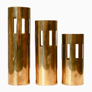 Brass Candleholders, Denmark, 1970s, Set of 3