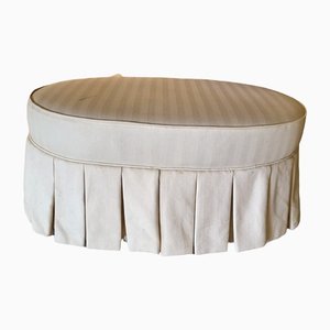 Vintage Vanity Ottoman with a Cotton Fabric on Wheels