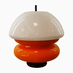 Lámpara de mesa era espacial en naranja y blanco de Lume