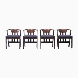 Oak Barrel Back Dining Chairs, Italy, 1980s, Set of 4