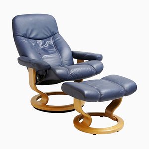 Armchair with Footrest by Ekornes for Stressless, 1975, Set of 2