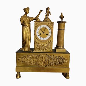 Horloge de Cheminée en Bronze Doré, France, 19ème Siècle