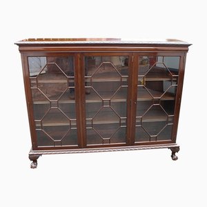 Low 3-Door Bookcase in Mahogany with Astragal Glazing, 1900s