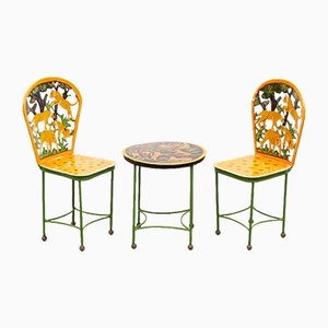 Hand-Painted Childrens Table and Chairs, India, 1993, Set of 3