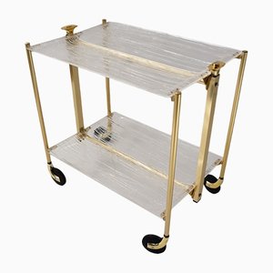 Acrylic & Gilt Metal Textable by Platex Drinks Trolley, French, 1980s French