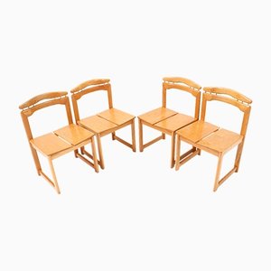 Moderne italienische Mid-Century Stühle aus Eschenholz, 1970er, 4er Set