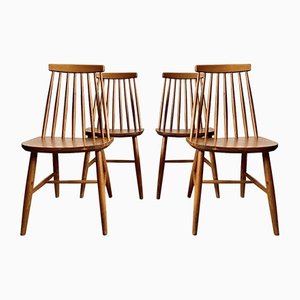 Vintage Wooden Dining Chairs, Set of 4