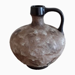 Vintage Beige Brown Ceramic Vase, 1970s
