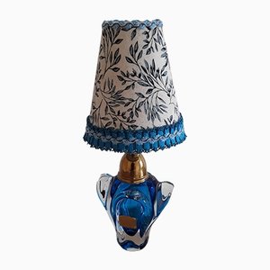 Vintage Italian Azure Blue Bedside Lamp, Chambord, 1970s