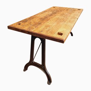 Industrial Beech Dining Table with Iron Legs