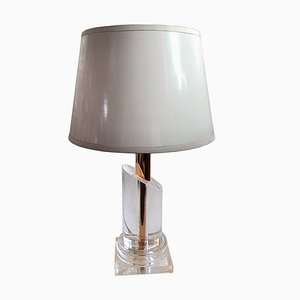 Mid-Century Acrylic Glass and Brass Table Lamp from Herda