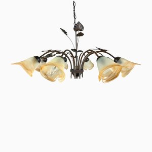 Floral 8-Lamp Glass Chandelier from Massive