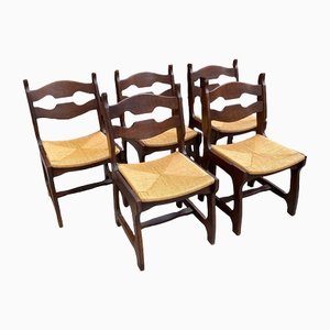 Vintage Oak Dining Chairs, 1960s, Set of 5
