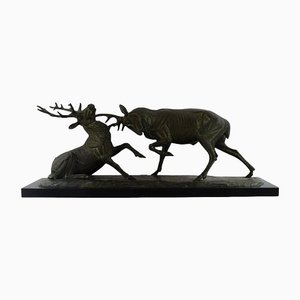 Fighting Deer Colossal Sculpture by Irénée Rochard, France