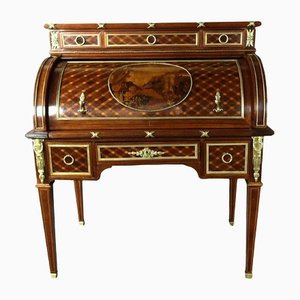 Marquetry Cylinder Secretaire with Bronze Details