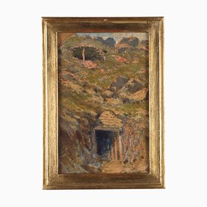 Alfonso Corradi, pintura de paisaje, 1916, óleo sobre lienzo, enmarcado