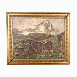 Vincenzo Ghione, Landscape Painting, Oil on Panel, Framed