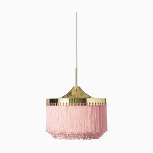 Lámpara colgante con flecos grande en rosa pálido de Warm Nordic