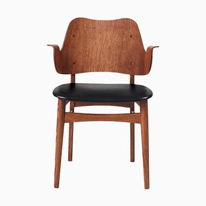 Teak Gesture Stuhl aus geölter Eiche und schwarzem Leder von Warm Nordic