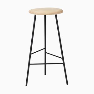 Large Pebble Bar Stool in Oiled Ash, Black by Warm Nordic