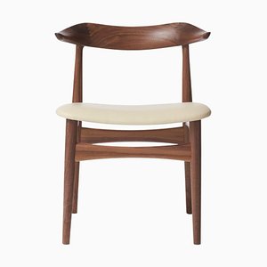 Cow Horn Chair in Walnut & Ivory Leather by Warm Nordic