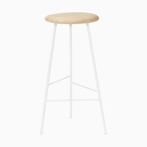 Large Pebble Bar Stool in Oiled Ash, Pure White by Warm Nordic