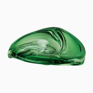 Italienische Grüne Xl Murano Glas Obstschale, 1960er