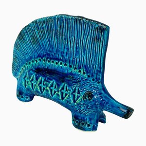 Mid-Century Italian Rimini Blu Ceramic Porcupine by Aldo Londi for Bitossi