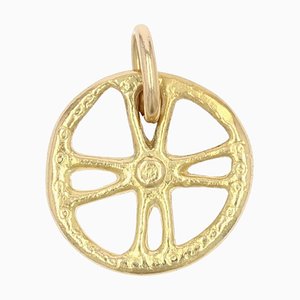 18 Karat Yellow Gold Wheel Charm Pendant, 1960s