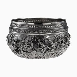 Burmese Hammered Thabeik Silver Bowl, 19th Century