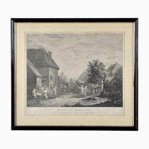 David Teniers, Retour de la Taverne, 18ème Siècle, Gravure