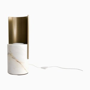 Handmade Medium Table Lamp in Paonazzo Marble and Metal from Fiam