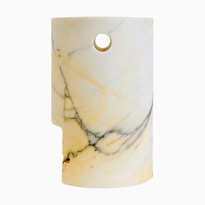 Handmade Short Cylindrical Face Vase in Paonazzo Marble from Fiam