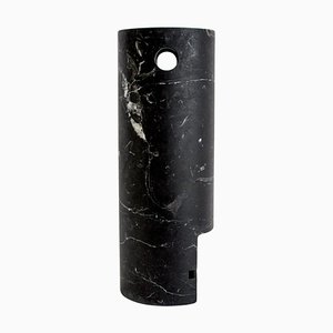 Handmade Medium Cylindrical Face Vase in Black Marquina Marble from Fiam