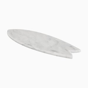 Pointed Surf Sushi Tray in White Carrara Marble from Fiam