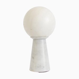Handmade Conical Lamp with Sphere in White Carrara Marble from Fiam