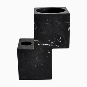 Handgefertigte Hybrid Multifunktions Vase aus schwarzem Marquina Marmor von Fiam