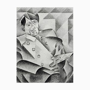 Juan Gris, Portrait De Picasso, 1947, Radierung und Kaltnadel auf Pur Fil Lana Papier