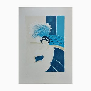 André Brasilier, The Blue Dress, 1977, Original Lithographie