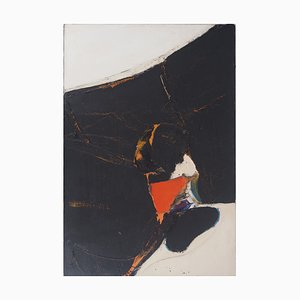 Jan Meyer, Abstracción en blanco y negro, 1985, óleo sobre tabla