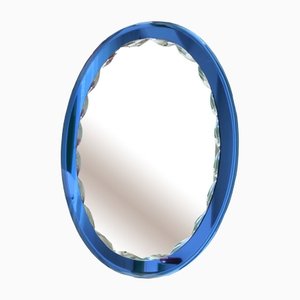 Vintage Italian Sapphire Blue Mirror Glass