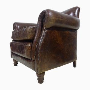 Distressed Brown Leather Lounge or Club Chair
